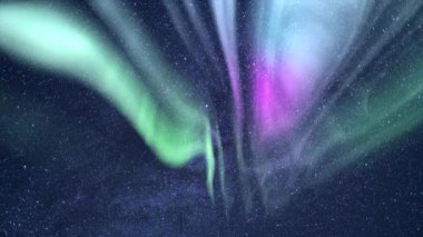 Aurora Yeşil Mor ve Samanyolu 50 mm Kuzeydoğu Gökyüzünde