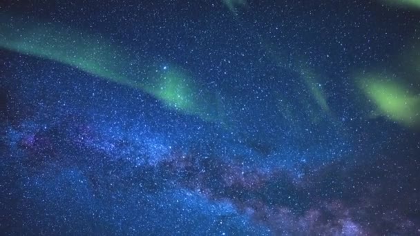 Aurora Droga Mleczna Galaxy Time Lapse Północno Wschodnie Niebo 24Mm — Wideo stockowe