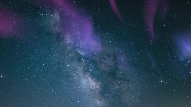 Aurora Vía Láctea Galaxy Time Lapse Aquarids Meteor Shower — Vídeos de Stock