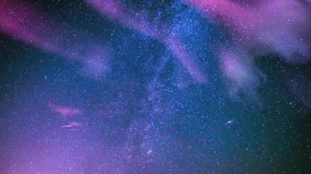 Aurora Púrpura Vía Láctea Loop Cielo Del Norte — Vídeo de stock