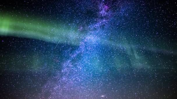 Аврора Чумацький Шлях Галактика Літо Північне Небо Час Лапсе Схід — стокове відео
