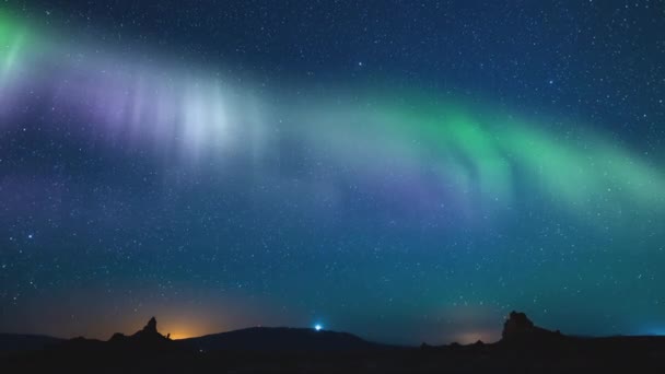 Aurora Burza Słoneczna Droga Mleczna Galaxy Time Lapse Rise East — Wideo stockowe