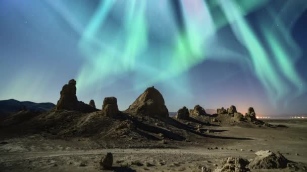 Mojave Çölü Ndeki Aurora Güneş Fırtınası Trona Zirveleri Abd Yıldızları — Stok video