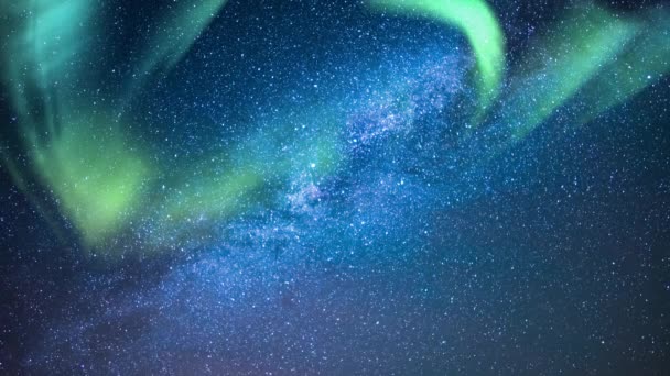 Milky Way Aurora Green Loop 24Mm — Stock Video