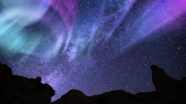 Yosemite Solar Storm Purple Milky Way Time Lapse Glacier Point — Vídeo de stock