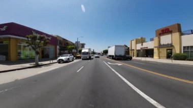 Los Angeles La Brea Bulvarı Northbound 08 Arka Manzara 3. St Driving Plate California ABD Ultra Geniş