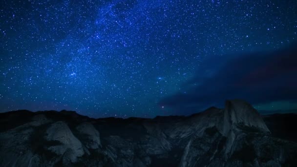 Yosemite National Park Milky Way Galaxy Glacier Point Half Dome Royalty Free Stock Footage