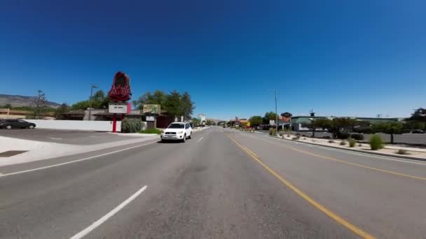 Nevada Carson City Downtown Rear View Driving Plates Usa Ultra — Stok Video