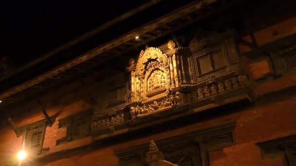 Nepal Patan Durbar Square Night Stabilizer 60Fps Patrimonio Humanidad Kathmandu — Vídeos de Stock