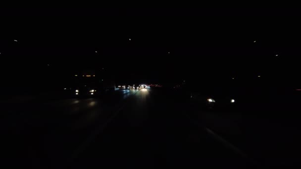 Night Dark Freeway Los Angeles Kjøreplate Bakre Utsikt California Usa – stockvideo