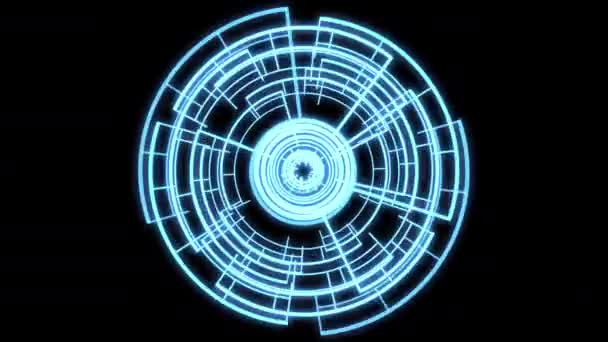 Loop Cirkel Radiaal Geometrische Patronen Audio Reactief Blauwe Animatie — Stockvideo