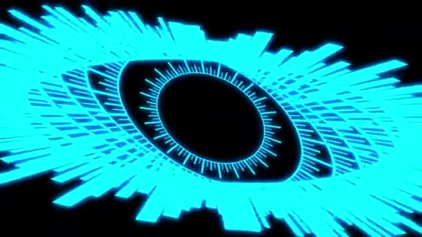 Radiální Geometrické Vzory Spinning Circle Wobble Blue Animation Loop — Stock video