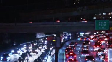 Los Angeles Şehir Merkezi Gecesi Yoğun Otoyol Süreleri California ABD