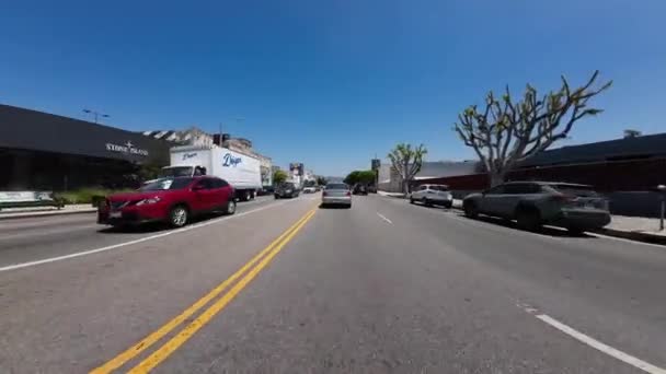 Los Angeles Brea Ave Northbound Vista Frontale 1St Driving Plate — Video Stock
