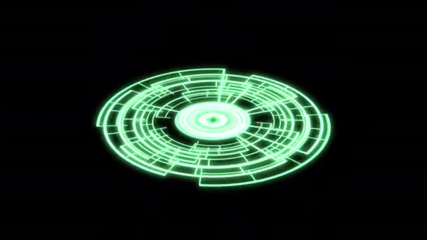 Loop Cirkel Radiaal Geometrische Patronen Audio Reactieve X60 Graden Groene Stockvideo's