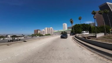 Los Angeles Merkez Otoyolu 110 Güney 'den 10 Batı 02 Arka Manzara St Ramp Sürücü Plakası Kaliforniya