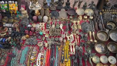 Nepal Basantapur Katmandu Durbar Meydanı Dini Mal Dükkanı Yavaş Hareketli Hareketlendirici L Kapanış Dünya Mirası Bölgesi