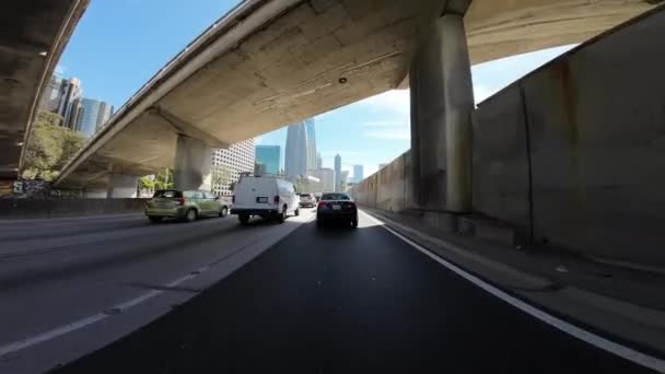 Los Angeles Downtown Freeway 110 South West Front View 4Th Stockvideo's