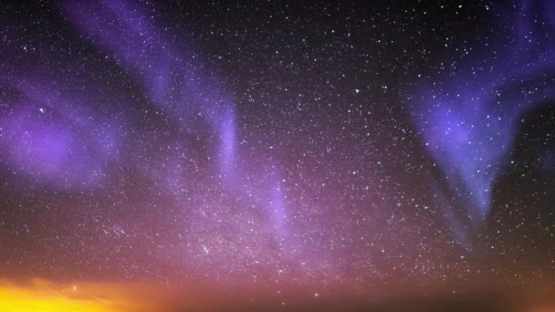 Aurora Solar Storm Aurora Purple Red Milky Way Galaxy Loop — Stockvideo