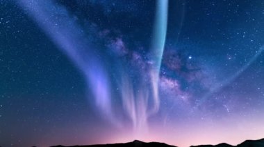 Aurora Mor Mavi ve Samanyolu Galaksisi Ufuk Döngüsü 20 mm