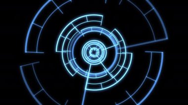 VJ Döngüsü Radyal Geometrik Desenler Mavi Animasyon