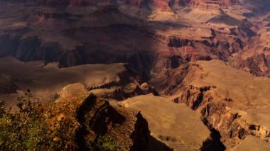 Güney Rim Köyü 'nden Büyük Kanyon Görüntüsü Zaman Hızı Telehoto Arizona' yı Yukarı Yana Yatırdı