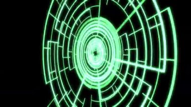 3D VJ Döngü Çemberi Radyal Geometrik Desenler Ses Reaktif Y50 Derece L Yeşil Canlandırma