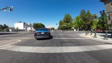 Stockton Şehir Merkezi Şehir Merkezi 05 Ön Manzara Sürücü Plakaları Kaliforniya ABD Ultra Geniş Geniş