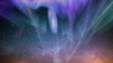 Aurora Mor Mavi Yeşil Samanyolu Galaksi Döngüsü