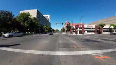 Stockton Şehir Merkezi Şehir Merkezi 06 Ön Manzara Sürücü Plakaları Kaliforniya ABD Ultra Geniş Geniş