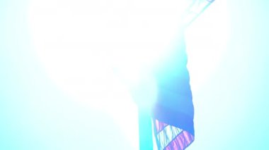 Amerikan Bayrağı 240 fps Yavaş Hareket Mavi Gün Işığında Dalgalanıyor