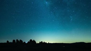 Astrofotografi: Samanyolu Galaksisi Trona Tepelerinin Üzerinde 50 mm Güneydoğu Gökyüzü Mavi Ölüm Vadisi Bölgesi