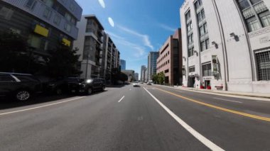 Los Angeles Şehir Merkezi Olimpiyat Bulvarı 02 Doğu Yakası Olive St Driving Plate Kaliforniya ABD Ultra Geniş