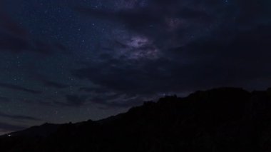 Samanyolu Galaksisi Bulutları 35 mm Güney Gök Galaksisi Whitney Mor Sierra Nevada Dağı üzerine eğildi.
