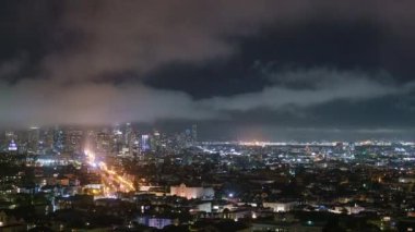 San Francisco Körfezi ve Şehir Merkezi Gökdelenleri Gece Süreleri California ABD