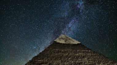 Mısır Khafre Piramidi Samanyolu Galaksisi Altında Yıldızlı Gökyüzü