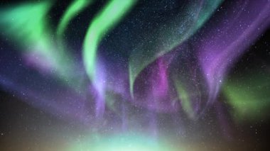 Aurora Mor Yeşil ve Samanyolu Galaksi Döngüsü Güneybatı Gökyüzünde
