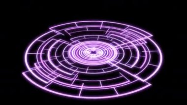 3D VJ Döngü Çemberi Radyal Geometrik Desenler Ses Reaktif X60 Derece M Mor Animasyon