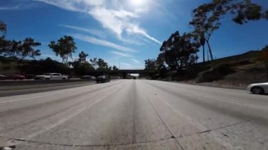 Los Angeles Şehir Merkezi Otoyolu 10 Batı 6 Ön Manzara Sürücü Plakası Kaliforniya ABD Ultra Geniş Geniş