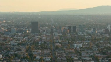 Los Angeles Sunset Cityscape Telephoto Zaman Hızı Eğilimi Kaliforniya ABD