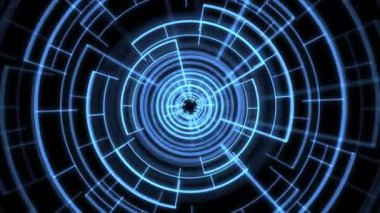 VJ Döngü Çemberi Radyal Geometrik Desenler Ses Tepkili Yay L Mavi Canlandırma