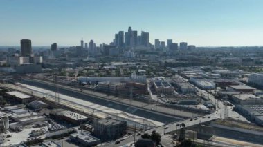 Los Angeles Şehir Merkezi, Ana Cadde Köprüsü Hava Çekimi Kaliforniya ABD