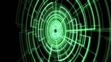 3D VJ Döngü Çemberi Radyal Geometrik Desenler Ses Reaktif Y50 Derece M Yeşil Canlandırma