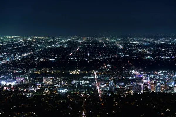 Los Angeles ve Hollywood Telephoto City Işık Izgaraları Kaliforniya ABD