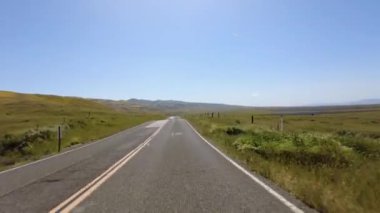Carrizo Ovası 58 Doğu Otoyolu 02 Ön Manzara Sürücü Plakası Süper Bloom California ABD
