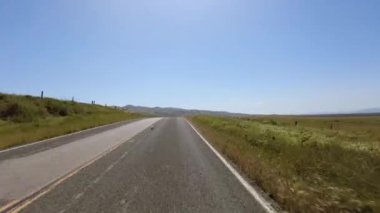 Carrizo Ovası 58 Doğu Otoyolu 03 Ön Manzara Sürücü Plakası Süper Bloom California ABD