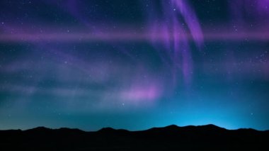 Galaktik Rüyalar Aurora ve Samanyolu Dağların Üzerinde Döngü