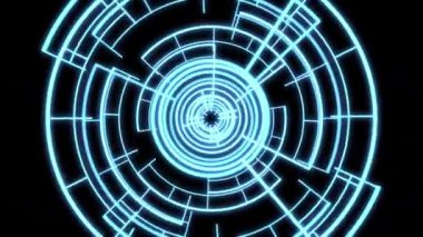 VJ Döngü Çemberi Radyal Geometrik Desenler Ses Tepkimeli Yay M Mavi Canlandırma