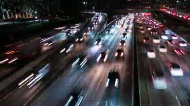 Los Angeles Şehir Merkezi Gece Otobanı Trafiğine Bakıyor California 'da Son Zaman ABD