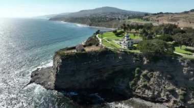 Los Angeles Burnu Fermin Deniz Feneri Havadan Uçan San Pedro California ABD